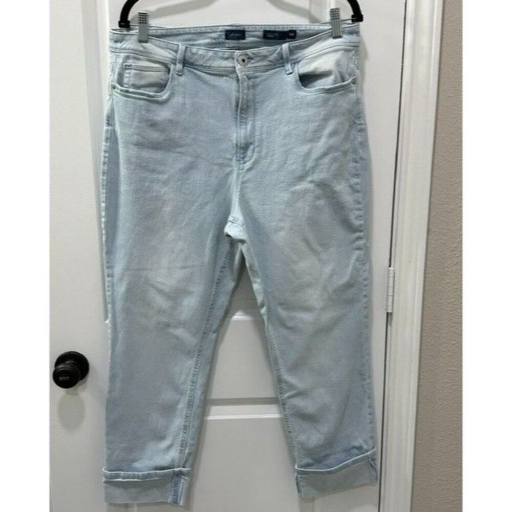 J.Jill Denim Women's High-Rise Cropped Jeans, Light Wash, Size 14 Stretch